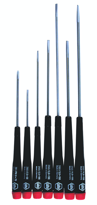 7 Piece - Precision Slotted & Phillips Screwdriver Set - #26092 - Includes: Slotted 2.5 - 4.0mm & Phillips Screwdriver #0 x 75 - Industrial Tool & Supply