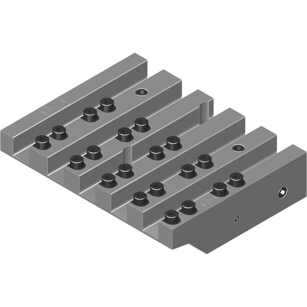 Swiss Gang Plates; Machine Compatibility: Hanwha; For Use With: Hanwha STL32; Hanwha STL38; Number of Stations: 5; Quick Change: Yes; Material: Alloy Steel; Station Size: 5x16mm; Additional Information: Only ARNO split-shank ™FAST CHANGE ™ tool holders a