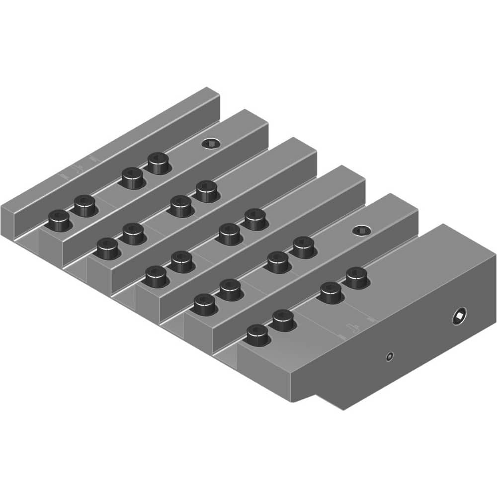 Swiss Gang Plates; Machine Compatibility: Hanwha; For Use With: Hanwha XD26H; Number of Stations: 5; Quick Change: Yes; Material: Alloy Steel; Station Size: 5x16mm; Additional Information: Only ARNO split-shank ™FAST CHANGE ™ tool holders and fixed stops