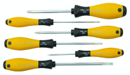 6 Piece - SoftFinish® Cushion Grip Screwdriver Set - #30292 - Includes: Slotted 3.0 - 5.5mm & Phillips #0 - 2 ESD Safe - Industrial Tool & Supply