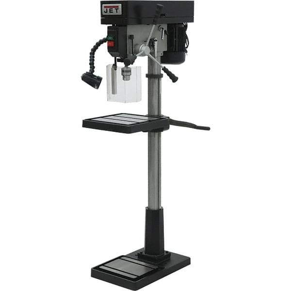 Jet - 17" Swing, Step Pulley Drill Press - 12 Speed, 1 hp, Single Phase - Industrial Tool & Supply