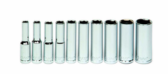 10 Piece - 1/4" Drive - 6 Point - Deep - Socket Set on Clip Rail SAE - Industrial Tool & Supply