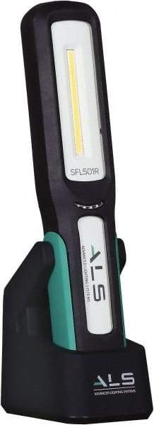 Advanced Lighting Systems - 3 Volt, Black & Turquoise Straight Folding Work Light - 500 Lumens, Rechargeable Battery, LED Lamp - Industrial Tool & Supply