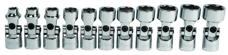11 Piece - 3/8' Drive - 6 Point - Metric Flex Socket Set - Industrial Tool & Supply