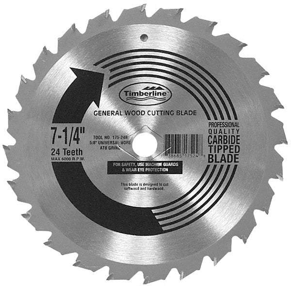Amana Tool - 7-1/4" Diam, 5/8" Arbor Hole Diam, 24 Tooth Wet & Dry Cut Saw Blade - Carbide-Tipped, Combination Action, Diamond Arbor - Industrial Tool & Supply