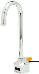 T&S Brass - Wall Mount Electronic User Adjustable Temperature Control Mixer Faucet - Powered by 120 Volt AC/DC, Gooseneck Spout, Single Hole Mounting Centers - Industrial Tool & Supply