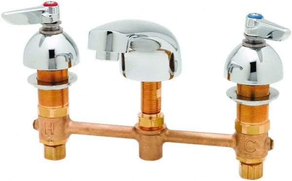 T&S Brass - Lever Handle, Deck Mounted Bathroom Faucet - Two Handle, No Drain, Standard Spout - Industrial Tool & Supply