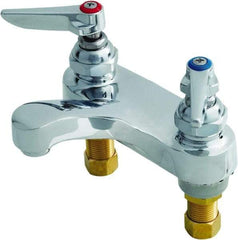 T&S Brass - Lever Handle, Deck Mounted Bathroom Faucet - Lavatory Faucet with Pop Up, No Drain, Standard Spout - Industrial Tool & Supply