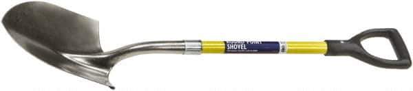 Ability One - 12" High x 9" Wide Round Steel Shovel - 29" Long Fiberglass Straight Handle - Industrial Tool & Supply