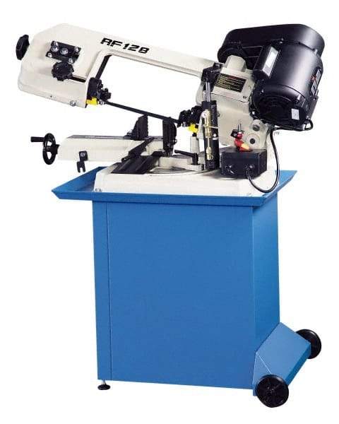 Enco - 5 x 6" Max Capacity, Manual Step Pulley Horizontal Bandsaw - 80, 120 & 200 SFPM Blade Speed, 110 Volts, 45 & 60°, 1/3 hp, 1 Phase - Industrial Tool & Supply