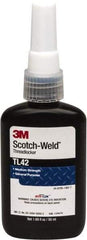 3M - 50 mL Bottle, Blue, Medium Strength Liquid Threadlocker - Series TL42, 24 hr Full Cure Time, Hand Tool Removal - Industrial Tool & Supply