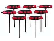 8 Piece - 2.0 - 10mm - Black Finish - T-Handle Soft Grip Dual Drive Ball End Hex Metric Set - Industrial Tool & Supply