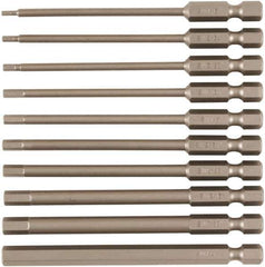 Wiha - 10 Piece, Tamperproof Hex Bit Set - 5/64 to 1/4" Hex, 1/4" Drive, Hex Security Point - Industrial Tool & Supply
