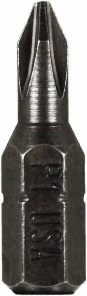 Montana - #1 Phillips Screwdriver Bit - 1/4" Hex Drive, 1" OAL - Industrial Tool & Supply