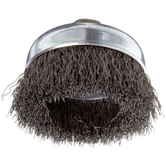 Vortec Pro 3″ Crimped Wire Cup Brush, .014″ Steel Fill, 5/8″-11 UNC Nut, Retail Pack - Industrial Tool & Supply