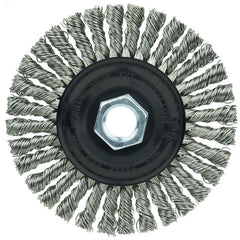 Vortec Pro 4″ Knot Wire Wheel, Stringer Bead Twist, .020″ Stainless Steel Wire, 5/8″-11 UNC Nut - Industrial Tool & Supply