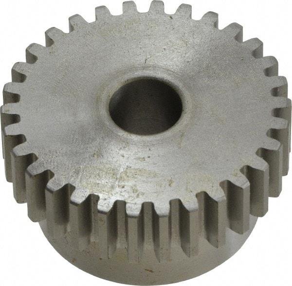 Boston Gear - 16 Pitch, 1-7/8" Pitch Diam, 30 Tooth Spur Gear - 1/2" Face Width, 1/2" Bore Diam, 1.58" Hub Diam, 14.5° Pressure Angle, Steel - Industrial Tool & Supply