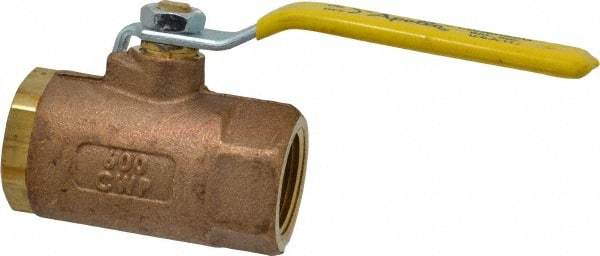 Apollo - 1" Pipe, Standard Port, Bronze Standard Ball Valve - 2 Piece, Inline - One Way Flow, FNPT x FNPT Ends, Lever Handle, 600 WOG, 150 WSP - Industrial Tool & Supply