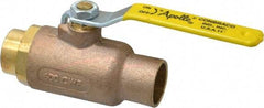 Apollo - 1" Pipe, Standard Port, Bronze Standard Ball Valve - 2 Piece, Inline - One Way Flow, Soldered x Soldered Ends, Lever Handle, 600 WOG, 125 WSP - Industrial Tool & Supply