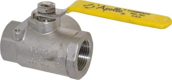 Apollo - 1" Pipe, Stainless Steel Standard Ball Valve - Three Way, FNPT x FNPT x FNPT Ends, Lever Handle, 800 WOG - Industrial Tool & Supply