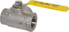 Apollo - 1" Pipe, Stainless Steel Standard Ball Valve - Three Way, FNPT x FNPT x FNPT Ends, Lever Handle, 800 WOG - Industrial Tool & Supply