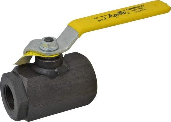 Apollo - 1" Pipe, Full Port, Cast Iron Standard Ball Valve - 2 Piece, Inline - One Way Flow, FNPT x FNPT Ends, Lever Handle, 3,000 WOG - Industrial Tool & Supply