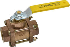 Apollo - 1" Pipe, Full Port, Bronze Standard Ball Valve - 3 Piece, Inline - One Way Flow, FNPT x FNPT Ends, Lever Handle, 600 WOG, 150 WSP - Industrial Tool & Supply