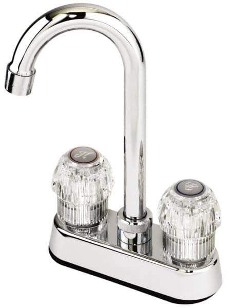 Value Collection - Deck Plate Mount, Bar and Hospitality Faucet with Spray - Two Handle, Knob Handle, High Arc Spout - Industrial Tool & Supply