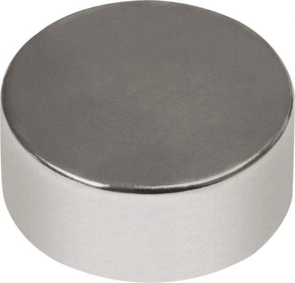 Mag-Mate - 3/4" Diam x 3/8" High Neodymium Rare Earth Magnet - 24 Lb Max Capacity, 180°F Max, Nickel Plated - Industrial Tool & Supply