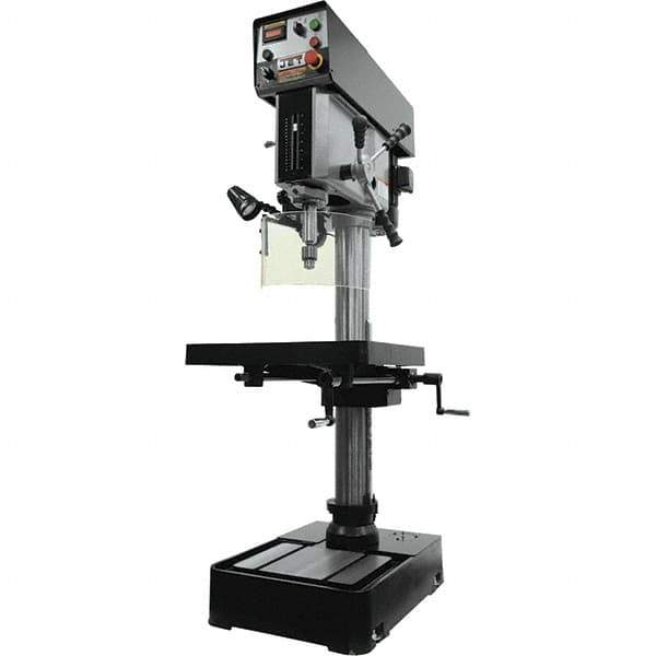 Jet - 10-7/16" Swing, Variable Speed Pulley Drill & Tap Press - Variable Speed, 2 hp, Three Phase - Industrial Tool & Supply