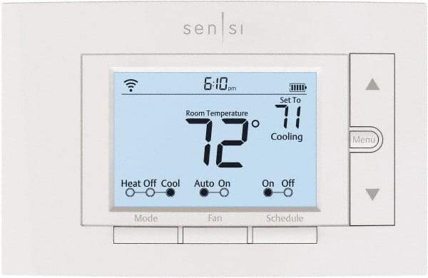 White-Rodgers - 50 to 99°F, 4 Heat, 2 Cool, Digital Programmable Wi-Fi Universal Thermostat - 20 to 30 Volts, 1.77" Inside Depth x 1.77" Inside Height x 5-1/4" Inside Width, Horizontal Mount - Industrial Tool & Supply