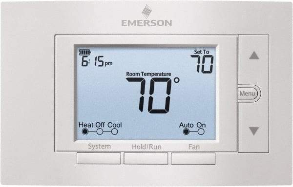 White-Rodgers - 50 to 99°F, 4 Heat, 2 Cool, Digital Nonprogrammable Multi-Stage Thermostat - 20 to 30 Volts, 1.77" Inside Depth x 1.77" Inside Height x 5-1/4" Inside Width, Horizontal Mount - Industrial Tool & Supply