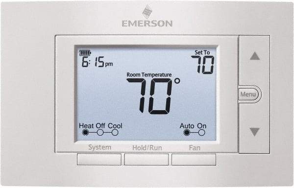 White-Rodgers - 50 to 99°F, 2 Heat, 2 Cool, Digital Programmable Multi-Stage Thermostat - 20 to 30 Volts, 1.77" Inside Depth x 1.77" Inside Height x 5-1/4" Inside Width, Horizontal Mount - Industrial Tool & Supply