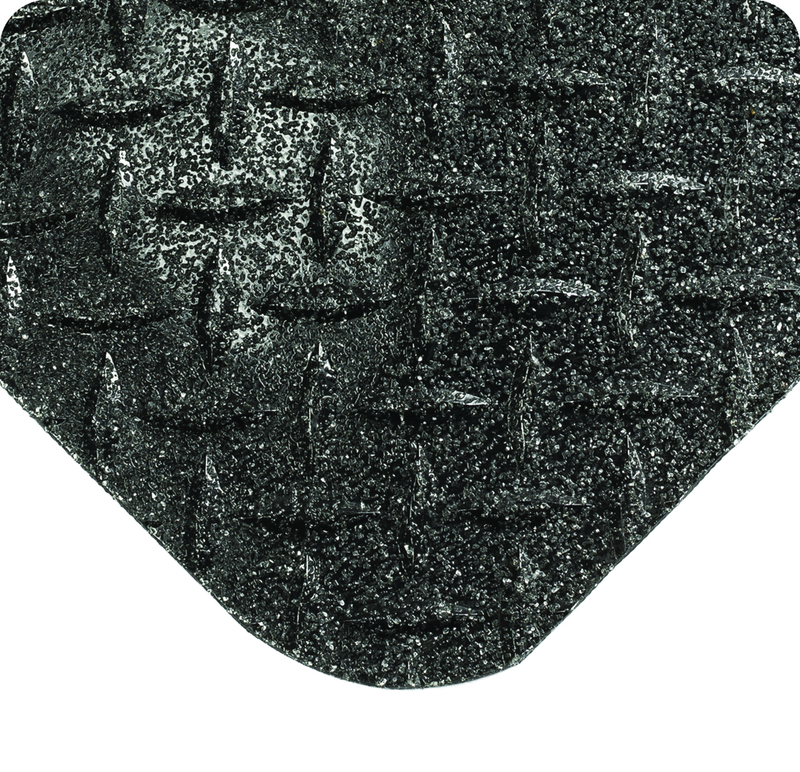 Diamond Plate with GritWorks Floor Mat - 3' x 5' x 15/16" Thick - (Black Diamond Plate Sponge Cote Coating) - Industrial Tool & Supply