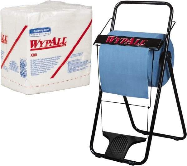 WypAll - X80 1/4 Fold Shop Towel/Industrial Wipes - Poly Pack, 12-1/2" x 12-1/2" Sheet Size, White - Industrial Tool & Supply