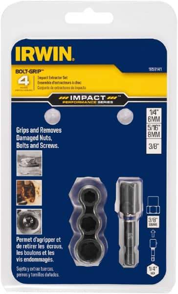 Irwin - 4 Piece Bolt Extractor Set - Clam Shell - Industrial Tool & Supply