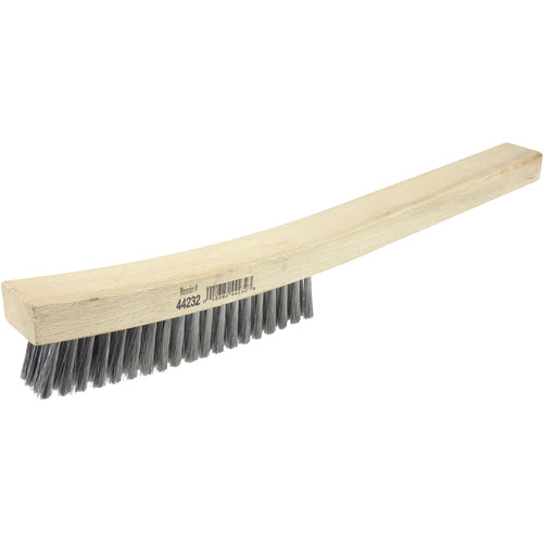 Plater's Brush, Stainless Steel Fill, 4 × 19 Rows, Curved Handle - Industrial Tool & Supply