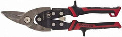 Stanley - 1-5/16" Length of Cut, Left Pattern Aviation Snip - 10" OAL, Cushion Grip Handle, Hardened Steel Blade, 18 AWG Steel Capacity - Industrial Tool & Supply