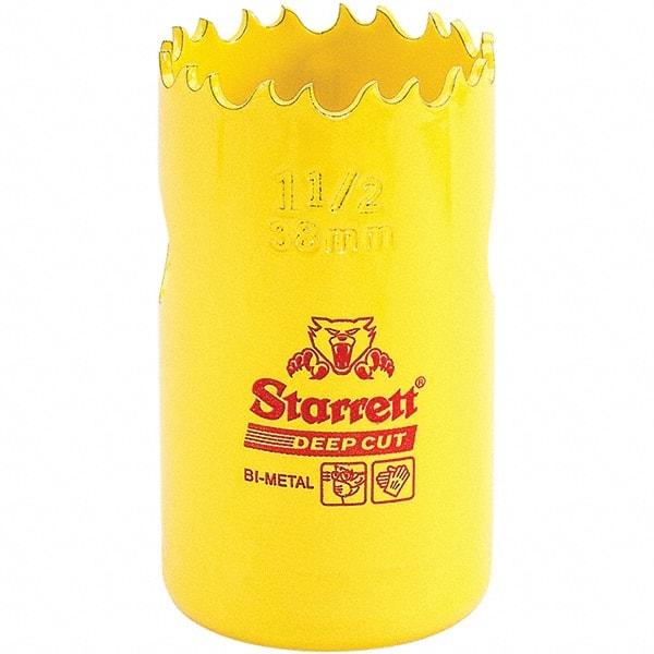 Starrett - 1-1/2" Diam, 2" Cutting Depth, Hole Saw - High Speed Steel Saw, Toothed Edge - Industrial Tool & Supply