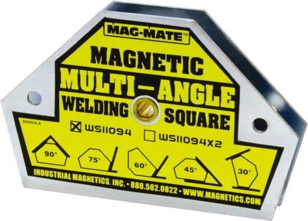 Mag-Mate - 4-3/8" Wide x 3/4" Deep x 3" High, Rare Earth Magnetic Welding & Fabrication Square - 55 Lb Average Pull Force - Industrial Tool & Supply