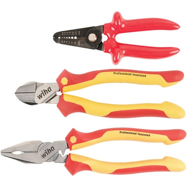 Wiha - Plier Sets Set Type: Cutting Pliers; Insulated Pliers; Wire Stripper Number of Pieces: 3 - Industrial Tool & Supply