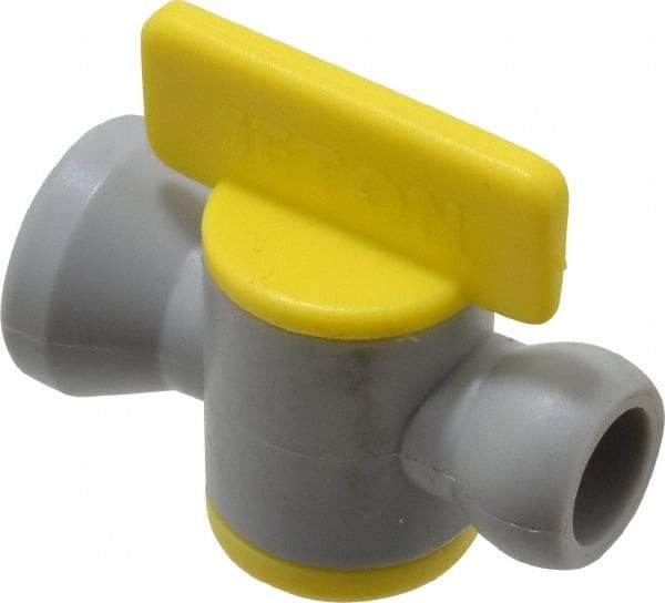 Value Collection - 2 Piece, 1/4" ID Coolant Hose Connection Valve - Male to Female Connection, POM Body, Unthreaded, Use with Snap Together Hose Systems - Industrial Tool & Supply