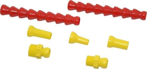 Value Collection - 7 Piece, 13" Hose Length, 1/2, 1/4 & 3/8" Nozzle Diam, 3/8" Hose ID, Coolant Hose Kit - 3/8 & 1/2" NPT For Snap Flow Modular Hose Systems - Industrial Tool & Supply