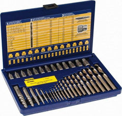 Irwin Hanson - 35 Piece Spiral Flute Screw Extractor & Drill Set - Screw Range 1/8 to 1/2" - Industrial Tool & Supply
