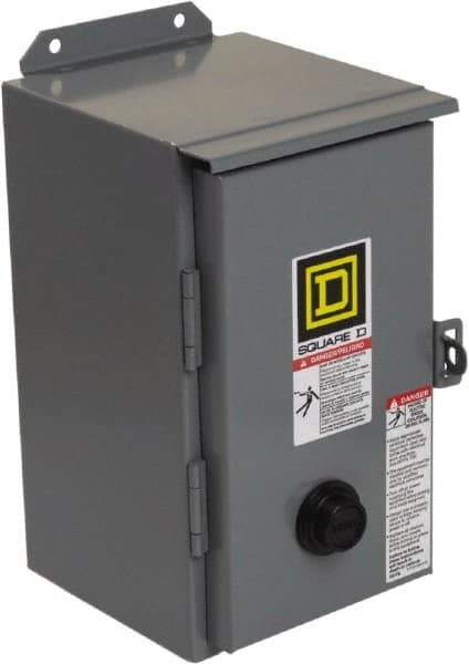 Square D - 110 Coil VAC at 50 Hz, 120 Coil VAC at 60 Hz, 27 Amp, NEMA Size 1, Nonreversible Enclosed Enclosure NEMA Motor Starter - 2 hp at 1 Phase, 12 Enclosure Rating - Industrial Tool & Supply