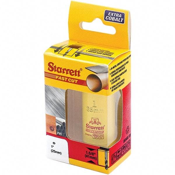 Starrett - 1" Diam, 1-5/8" Cutting Depth, Hole Saw - High Speed Steel Saw, Toothed Edge - Industrial Tool & Supply