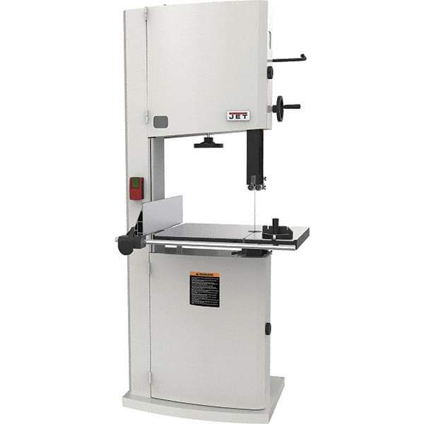 Jet - 20" Throat Capacity, Step Pulley Vertical Bandsaw - 2,530/4,850 SFPM, 5 hp, Single Phase - Industrial Tool & Supply