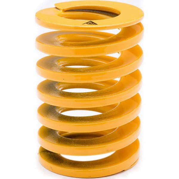 Associated Spring Raymond - 27mm Hole Diam, 13.5mm Rod Diam, 125mm Free Length, Yellow Die Spring - Industrial Tool & Supply