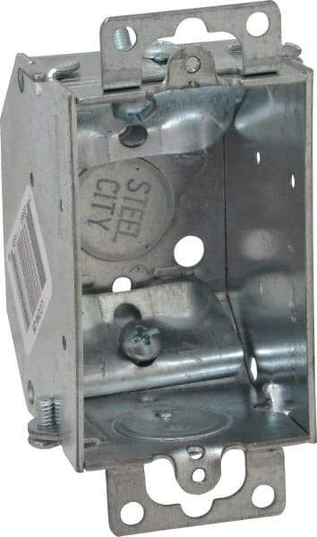 Thomas & Betts - 1 Gang, (5) 1/2" Knockouts, Steel Rectangle Switch Box - 3" Overall Height x 2" Overall Width x 2-1/4" Overall Depth - Industrial Tool & Supply