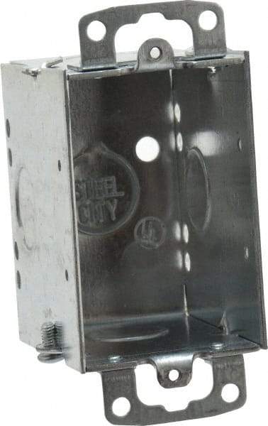 Thomas & Betts - 1 Gang, (5) 1/2" Knockouts, Steel Rectangle Switch Box - 3" Overall Height x 2" Overall Width x 2-3/4" Overall Depth - Industrial Tool & Supply
